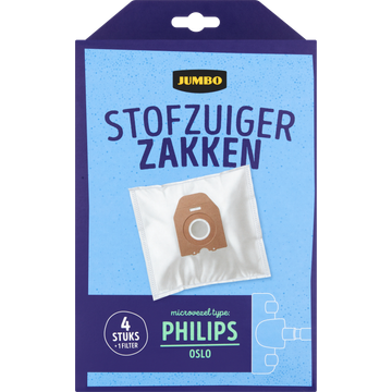 Jumbo Stofzuigerzakken met Filter 4 Stuks