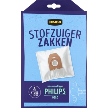 Jumbo Stofzuigerzakken met Filter 4 Stuks