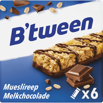 B'tween Mueslireep Melkchocolade 6 x 25g