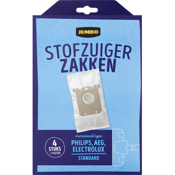 Jumbo Stofzuigerzakken met Filter 4 Stuks