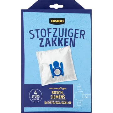 Jumbo Stofzuigerzakken met Filter 4 Stuks