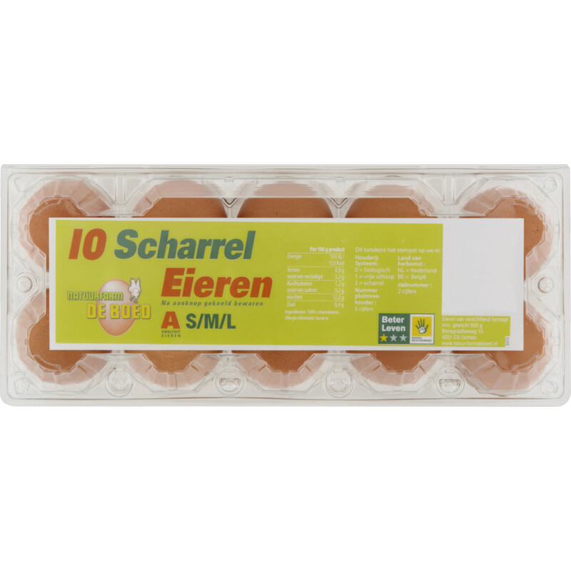 Natuurfarm de Boed 10 scharrel eieren S M L
