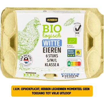 Jumbo Biologisch Witte Eieren 6 Stuks