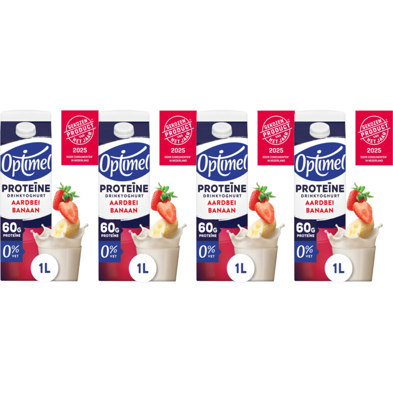 Optimel Protein drinkyoghurt aardbei banaan 4pck