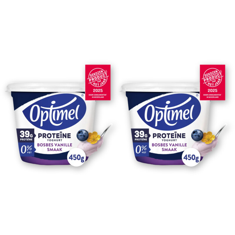 Optimel Proteine yoghurt bosbes vanillesmaak 2pk