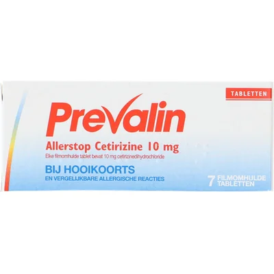 Prevalin Allerstop cetirizine 10 mg tabletten bij hooikoorts, 7 stuks