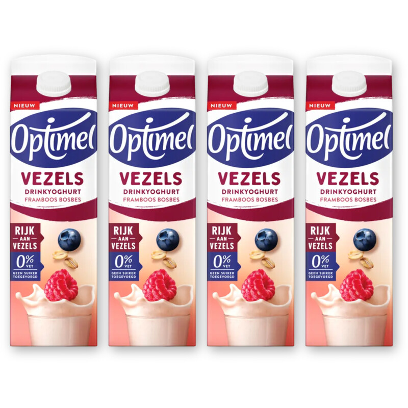 Optimel Drinkyoghurt vezels frambos bl bes 4pck