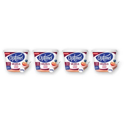 Optimel Yoghurt vezels aardbei blauwe bes 4-pck