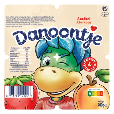 Danoontje Fruitkwark aardbei abrikoos