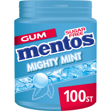 Mentos Gum Mighty Mint Suikervrij Pot 100 stuks