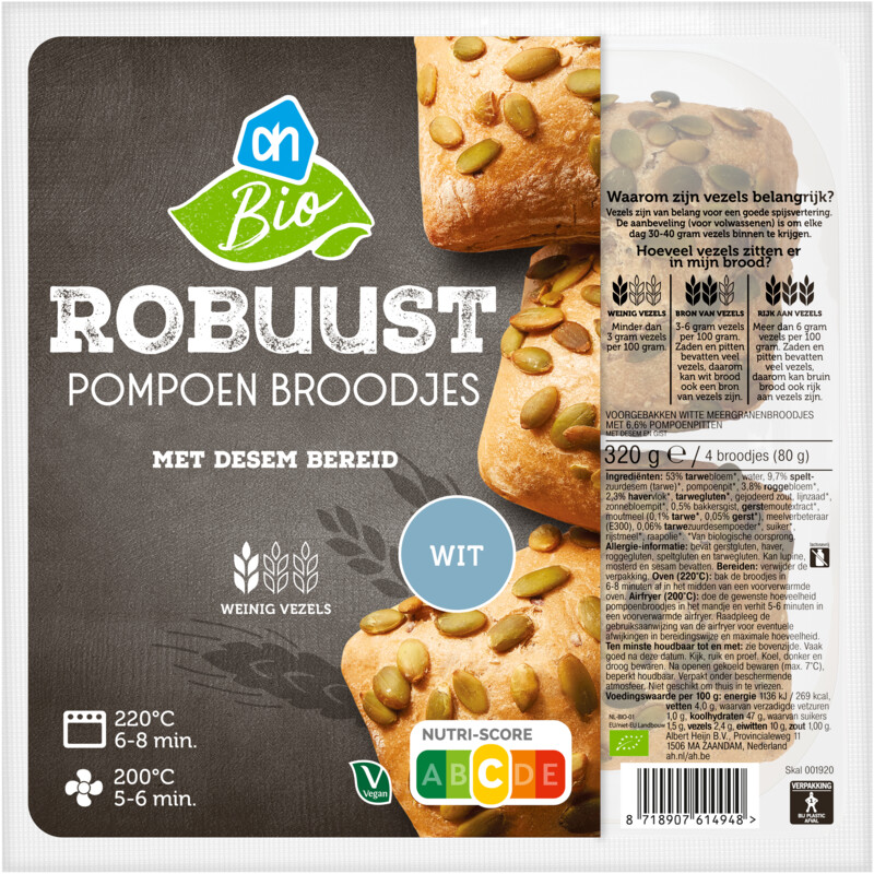 AH Biologisch Robuust pompoen broodjes