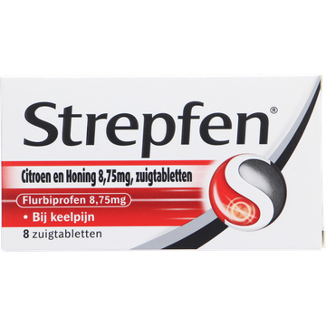 Strepsils Strepfen Citroen en Honing zuigtabletten bij keelpijn 8,75 mg, 8 stuks 