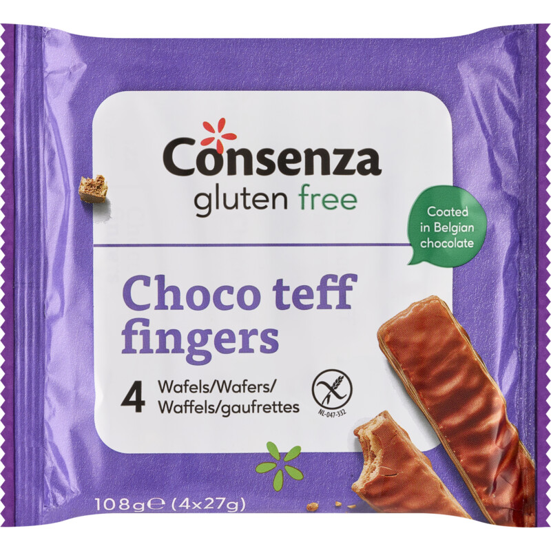 Consenza Choco teff fingers glutenvrij