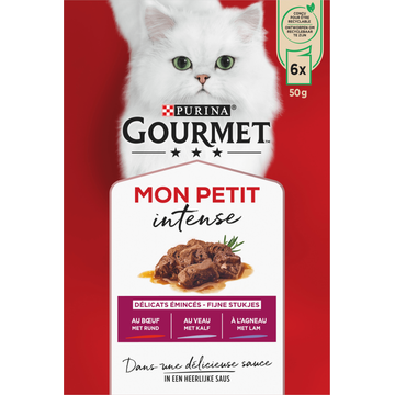 Gourmet Mon Petit Intense Kattenvoer nat met Rund, Kalf en Lam
