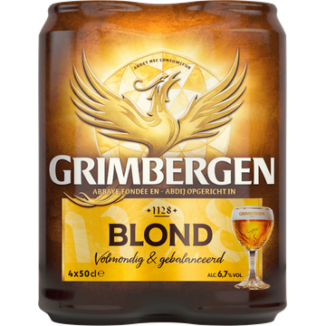 Grimbergen Abdijbier van Hoge Gisting Blond Blikken 4 x 500ml