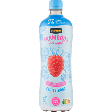 Jumbo Fruitsiroop Framboos met Appel 0% Suiker 750ML