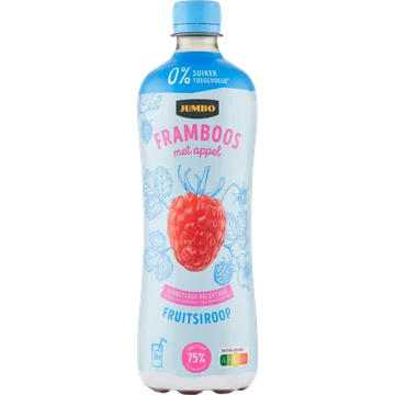 Jumbo Fruitsiroop Framboos met Appel 0% Suiker 750ML