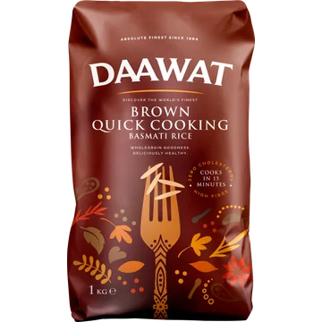 Daawat Snelkokende Bruine Basmatirijst 1kg