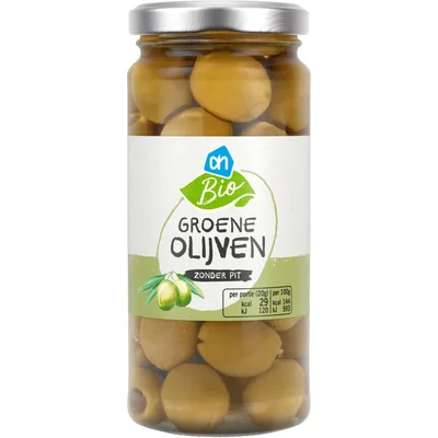 AH Biologisch Groene olijven zonder pit