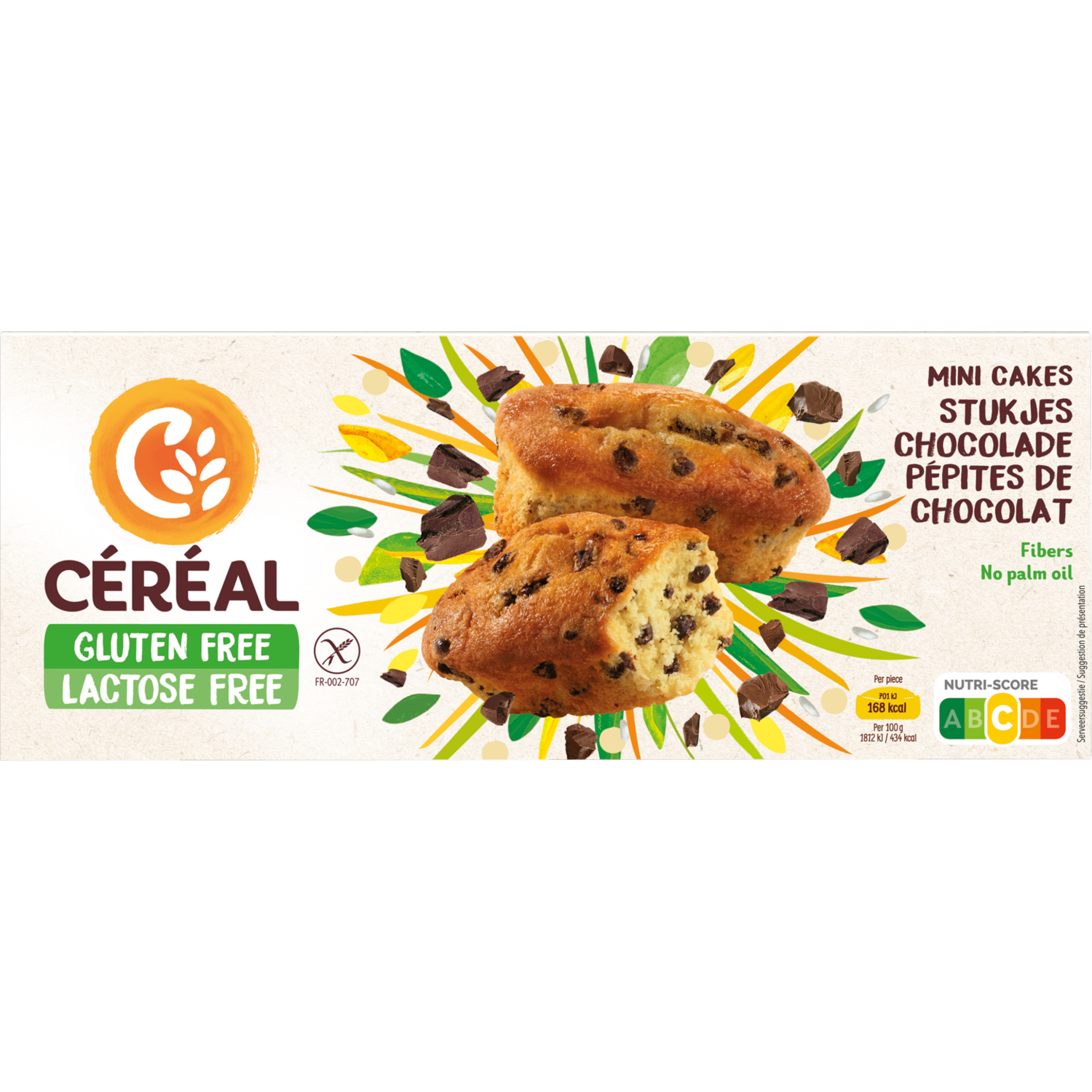 Céréal Gluten Free Lactose Free Mini Cakes Stukjes Chocolade 6 Stuks 230 g