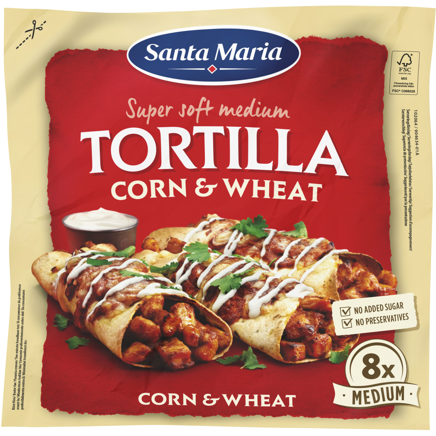Santa Maria Tortilla Wraps Corn&Wheat Medium 8 Stuks 336 g