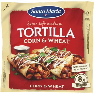 Santa Maria Tortilla Wraps Corn&Wheat Medium 8 Stuks 336 g