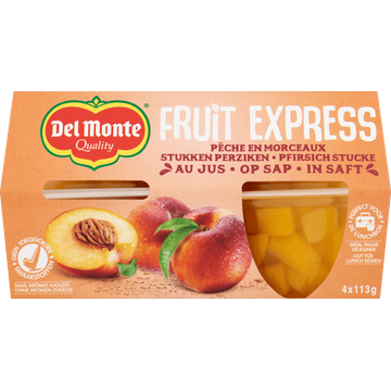 Del Monte Fruit Express Stukken Perziken op Sap 4 x 113 g