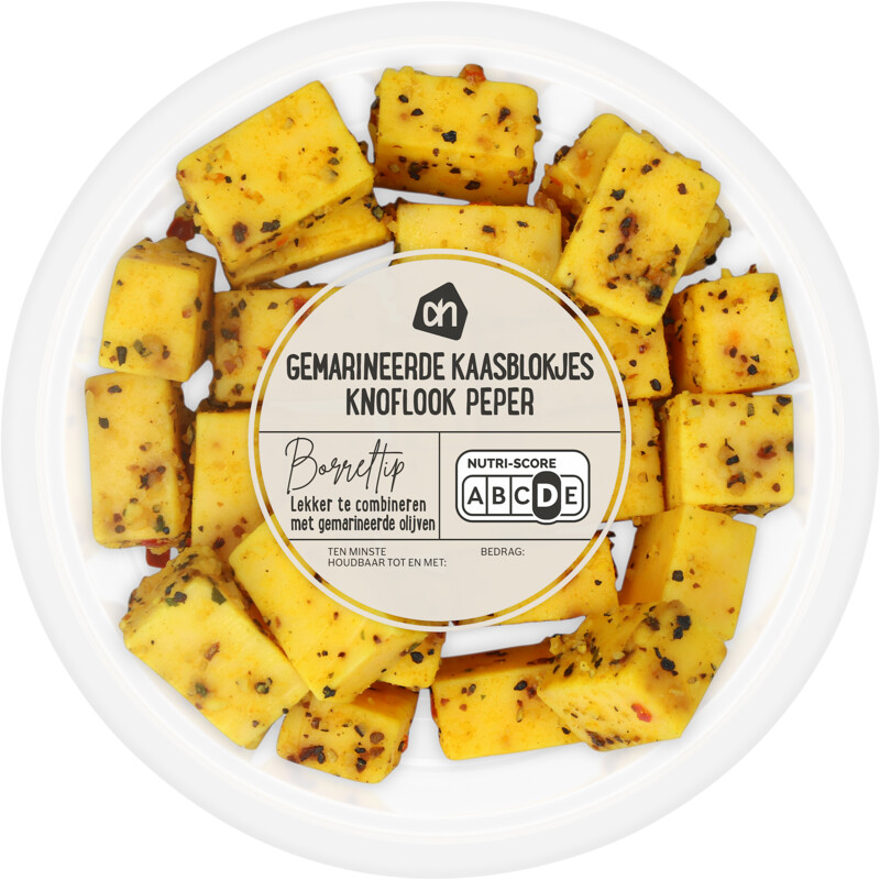 AH Gemarineerde kaasblokjes knoflook peper