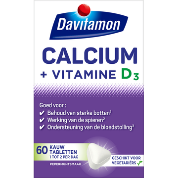Davitamon Voedingssupplement Calsium + Vit D Mint 60 Tabletten