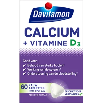 Davitamon Voedingssupplement Calsium + Vit D Mint 60 Tabletten