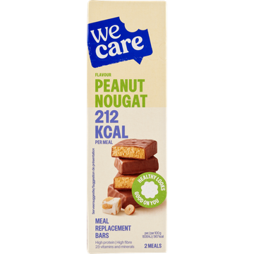 WeCare Flavour Peanut Nougat Meal Replacement Bars 2 x 58 g