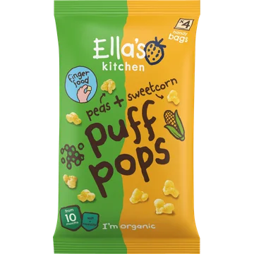 Ella's Kitchen Peas + Sweetcorn Puff Pops 4 x 9 g
