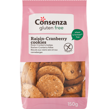 Consenza Gluten Free Rozijn-Cranberry Koekjes 150 g
