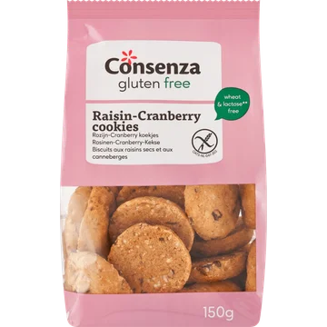 Consenza Gluten Free Rozijn-Cranberry Koekjes 150 g