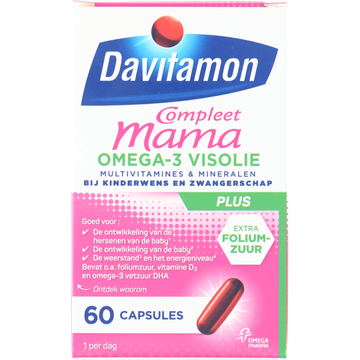 Davitamon Compleet mama plus omega-3 visolie capsules, 60 stuks