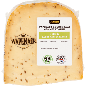 Wapenaer Goudse Kaas Jong met Komijn 48+ Stuk ca. 366 g