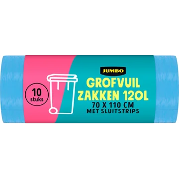 Jumbo Grofvuilzakken 120 L met Sluitstrips 10 Stuks