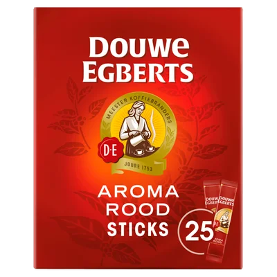 Douwe Egberts Aroma Rood Sticks Oploskoffie 25 stuks