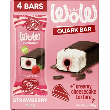 EatWOW Biologische Lactosevrije Kwarkreep Vanillesmaak met Aardbei Vulling 4 Stuks