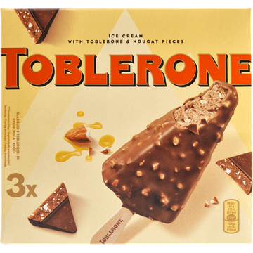 Toblerone Ice Cream with Toblerone & Nougat Pieces 3 Stuks 195 g
