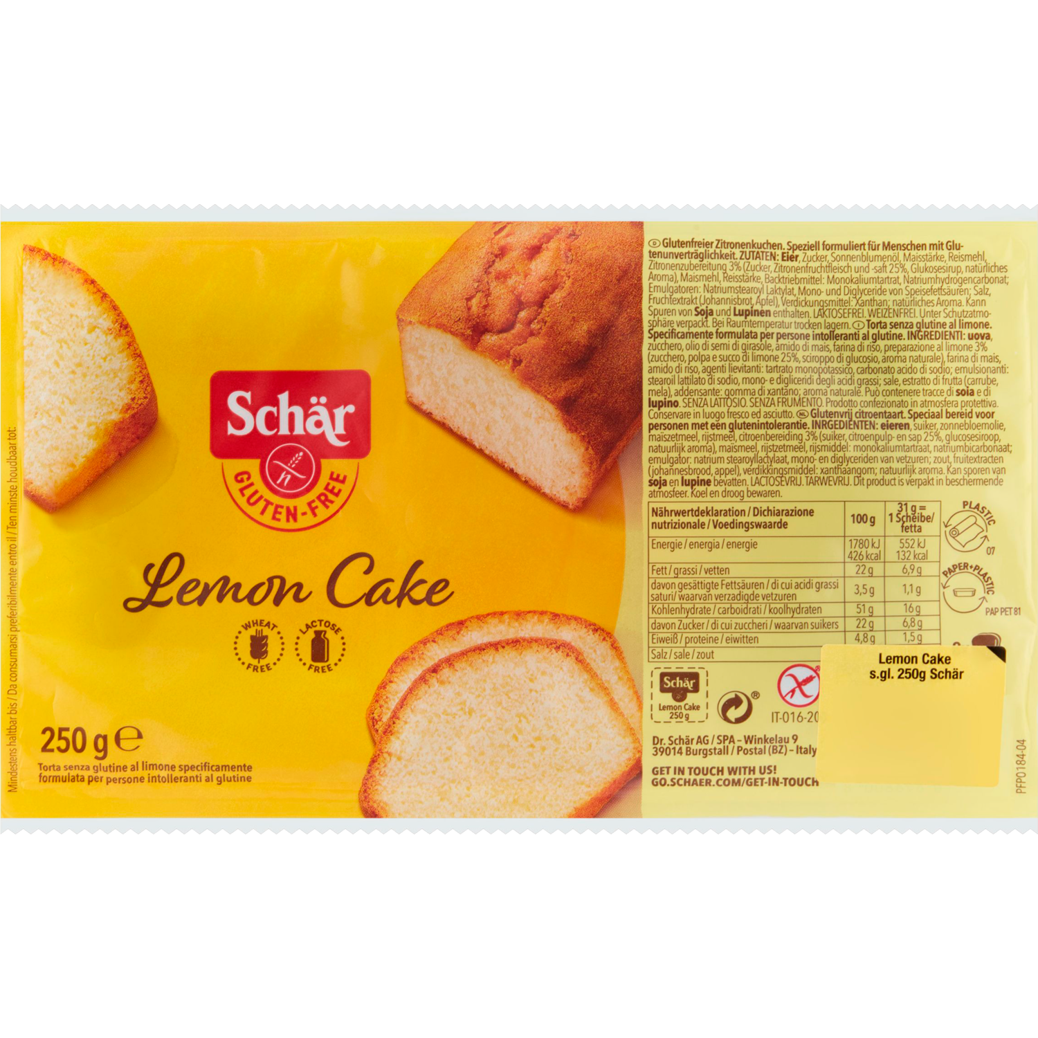 Schär  Lemon Cake Glutenvrij 250 g