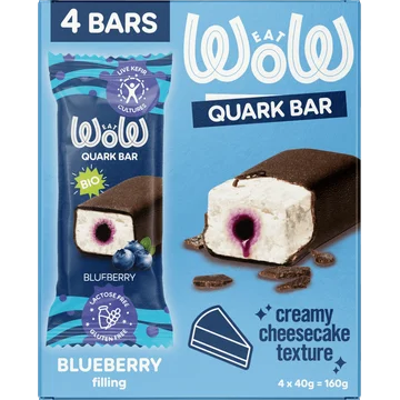 EatWOW Biologische Lactosevrije Kwarkreep Vanillesmaak met Bosbes Vulling 4 Stuks
