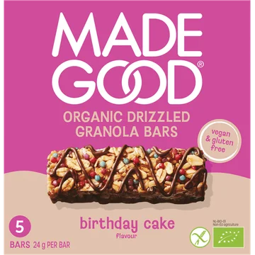 MadeGood Organic Drizzled Granola Bars Birthday Cake Flavour 5 x 24 g