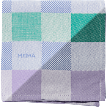 Theedoek ruit blauw/groen/lila