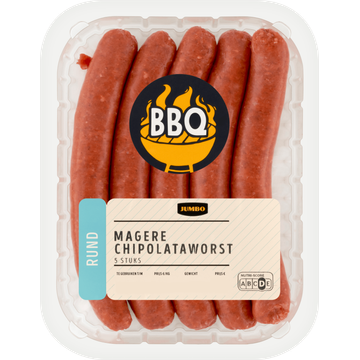Jumbo BBQ Magere Chipolataworst Rund 5 Stuks