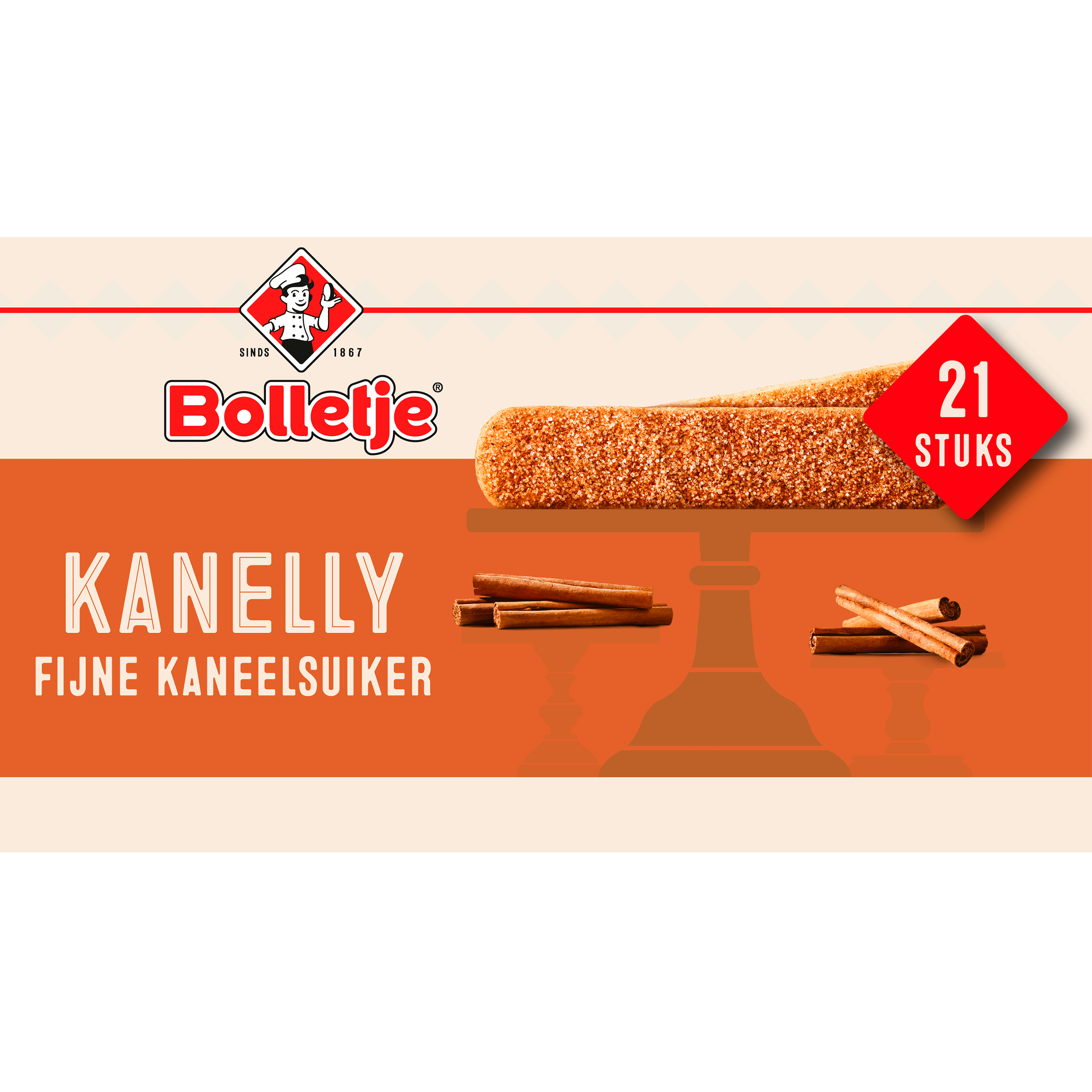 Bolletje Kanelly Fijne Kaneelsuiker 21 Stuks 175 g