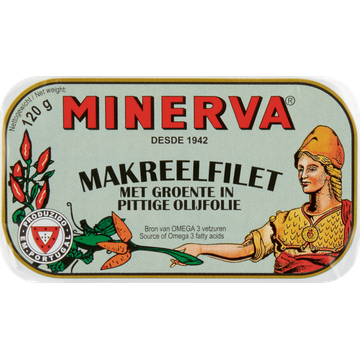 Minerva Makreelfilet met Groente in Pittige Olijfolie 120 g