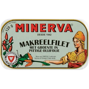 Minerva Makreelfilet met Groente in Pittige Olijfolie 120 g