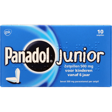Panadol Junior zetpillen 500 mg, 10 stuks