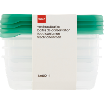 HEMA Vershoudbakjes 600ml 4 Stuks